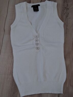 Louis Vuitton Cream V-Neck Knit Tank Top